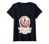 Donna Versetto della Donna Cristiana Il Signore è la mia Luce e la mia salvezza Maglietta con Collo a V