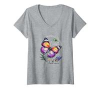 Donna Versi cristiani Farfalla Fearfully Wonderfully Maglietta con Collo a V