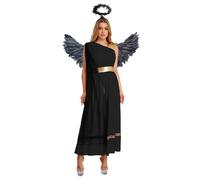 Donna Vestito Angelo Con Ali Costume D'Angelo Completo Bianco Nero medio M