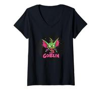 Donna Vestito da discorso Goblin Nice Vibe Maglietta con Collo a V