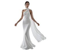 Donna Vestito Damigella Ballo Danza Abito Elegante Da Sera Lungo | Abito Con Una Manica Lunga,Lunghezza Al Pavimento,Falda Fluida Asimmetrica,Club,Festa Serale,Cocktail,In Fancy Dress