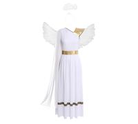 Donna Vestito D'Angelo Set Costume Con Ali E Accessori Bianco Bianco M