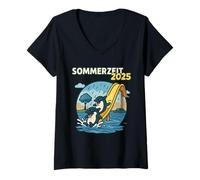 Donna Vestito Estivo 2025 Uomo Donna Uomo Divertente Stampa Animale Maglietta con Collo a V