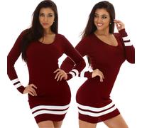 Donna Vestito Strisce Maniche Lunghe Elasticizzato a Costine Pullover 34 36 S