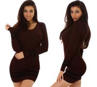 Donna Vestito Strisce Maniche Lunghe Elasticizzato a Costine Pullover 34 36 S