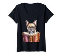 Donna Veterinario Cane Trainer Bulldog Francese Cane Vet Tech Maglietta con Collo a V