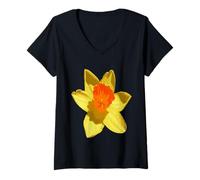 Donna Vettore Daffodil Primavera Isolato Maglietta con Collo a V