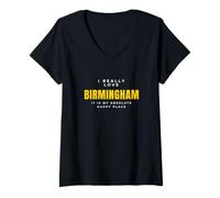 Donna Viaggiatore Amo Davvero Il Turismo di Birmingham Maglietta con Collo a V