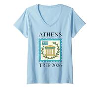 Donna Viaggio ad Atene 2026 Maglietta con Collo a V