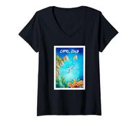 Donna Viaggio Capri Italia Positano Italia Regalo per la Sua Costiera Amalfitana Maglietta con Collo a V