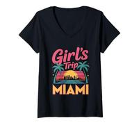 Donna Viaggio da Ragazza Miami Donne Besties South Beach Florida Vacay Maglietta con Collo a V
