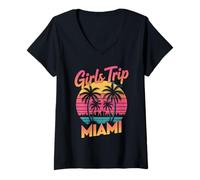 Donna Viaggio da Ragazza Miami Donne Besties South Beach Florida Vacay Maglietta con Collo a V