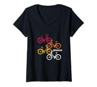 Donna Viaggio Danimarca Copenaghen Bike Souvenir Maglietta con Collo a V