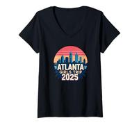 Donna Viaggio delle ragazze di Atlanta 2025 Souvenir per le vacanze della Georgia meridionale Maglietta con Collo a V