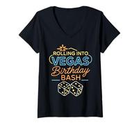 Donna Viaggio di Compleanno di Rolling Into Las Vegas 2025 Party Bash Poker Maglietta con Collo a V