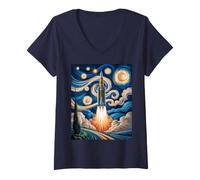 Donna Viaggio di Fisica della Squadra scientifica del Lancio del Razzo dello Space Shuttle Nerdy Maglietta con Collo a V