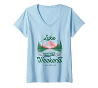 Donna Viaggio di Vacanza nel fine Settimana sul Lago Lake Placid New York Maglietta con Collo a V