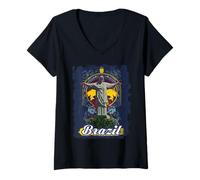 Donna Viaggio in Brasile Rio Ricordo Brasiliano Vacanze Brazil Maglietta con Collo a V