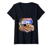 Donna Viaggio in California Maglietta con Collo a V