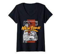 Donna Viaggio negli Stati Uniti e in Città a New York Maglietta con Collo a V