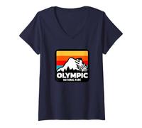 Donna Viaggio per famiglie al Parco Nazionale Olimpico di Wash Maglietta con Collo a V