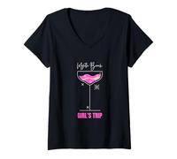 Donna Viaggio Ragazze Beach Drink Myrtle South Carolina Maglietta con Collo a V