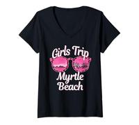 Donna Viaggio Ragazze Myrtle Beach Bachelorette Donne Viaggio Maglietta con Collo a V