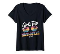 Donna Viaggio Ragazze Nashville 2026 Maglietta con Collo a V