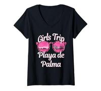 Donna Viaggio Ragazze Playa De Palma Mallorca Bachelorette Donne Viaggio Maglietta con Collo a V
