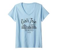 Donna Viaggio Ragazze Tokyo Giappone 2026 | Ragazze Viaggi Vacanza Maglietta con Collo a V