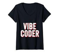 Donna Vibe Coder Software Programmer Developer Coding - Maglietta con Collo a V