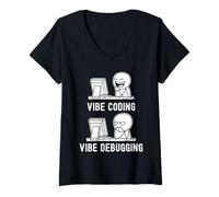 Donna Vibe Coding Vibe Debug Maglietta con Collo a V