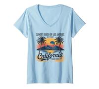 Donna Vibes California Beach Retro Ocean West Coast Estate Maglietta con Collo a V