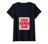 Donna Vibrante Cold Hands Club Maglietta con Collo a V