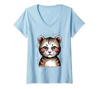 Donna Vibrazioni Cat Bear Street Style Maglietta con Collo a V