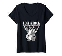 Donna Vibrazioni per Chitarra Rock & Roll Dragon Maglietta con Collo a V