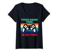 Donna Video-Game Time Its Me Time Console di gioco Controller da gioco Maglietta con Collo a V