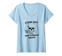Donna Vieni Qui Non Ti Faccio Niente x Chiaro Maglietta con Collo a V