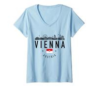 Donna Vienna Austria Bandiera Skyline Pride Souvenir Maglietta con Collo a V