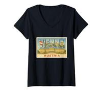 Donna Vienna Austria Vintage Vienna Vienna Poster Art Graphic Maglietta con Collo a V