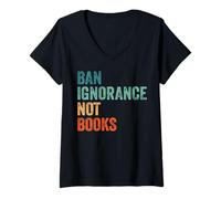 Donna Vietare l'ignoranza Non i Libri Maglietta con Collo a V