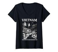 Donna Vietnam Vacanza Viaggi Souvenir Paesaggio Maglietta con Collo a V