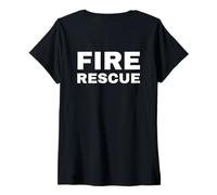 Donna Vigile del Fuoco Vigile del Fuoco Vigile del Fuoco sul Lato Posteriore di Servizio Dietro Maglietta con Collo a V