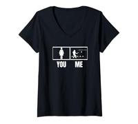 Donna Viking Chess Sono Un Orgoglioso Giocatore di Kubb Funny Women Kubb Maglietta con Collo a V