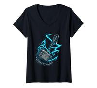 Donna Viking Thors Hammer - Nordic Berserker Mjolnir Mitologia Maglietta con Collo a V
