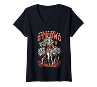 Donna Viking Woman Shield Maiden Strong Norse Spirit, confezione da lupo Maglietta con Collo a V