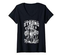 Donna Viking Woman Shield Maiden Strong Norse Spirit, confezione da lupo Maglietta con Collo a V