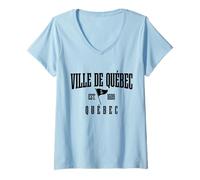 Donna Ville De Quebec EST. 1609 Quebecois Bandiera Orgoglio Canada Maglietta con Collo a V