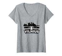 Donna Vilnius di Lituania Strong Maglietta con Collo a V