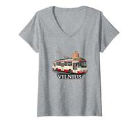 Donna Vilnius Trakai Trolley Lituania Strong Maglietta con Collo a V